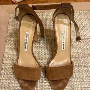Manolo Blahnik Tan Suede Heels